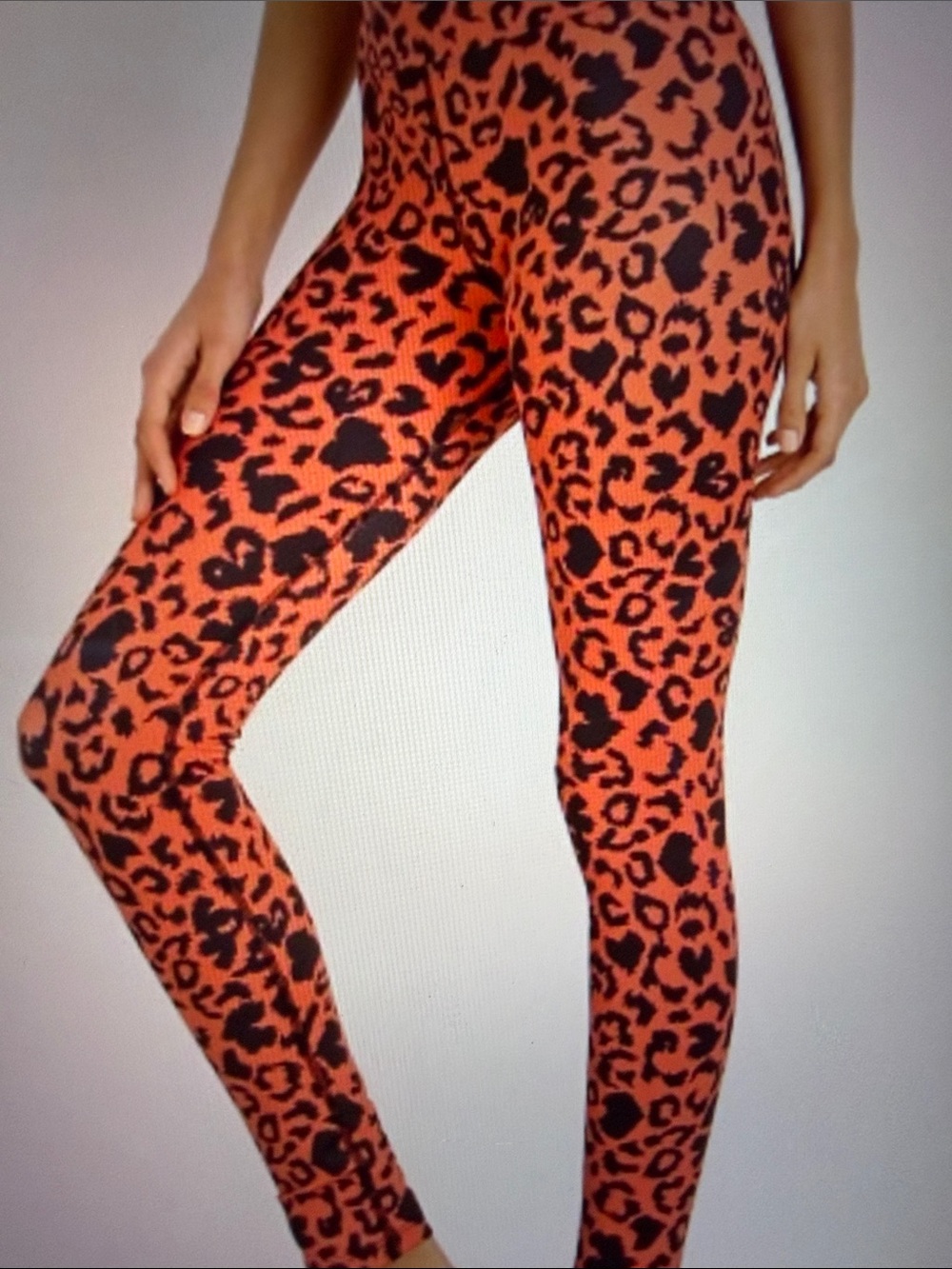 Beach Riot Coral and Black Leopard Leggings, Small